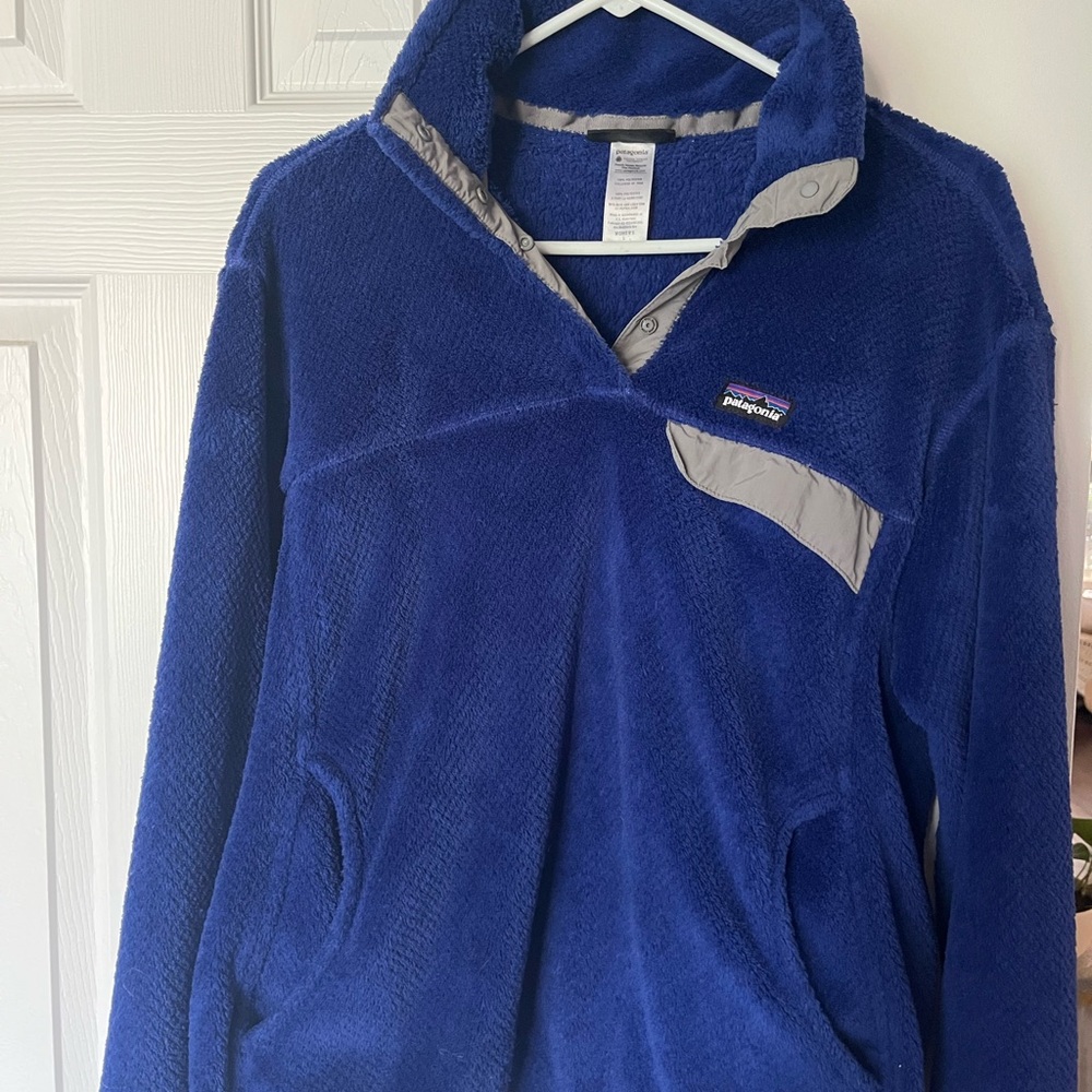 Patagonia Royal Blue Fleece Jacket with Gray Trim
